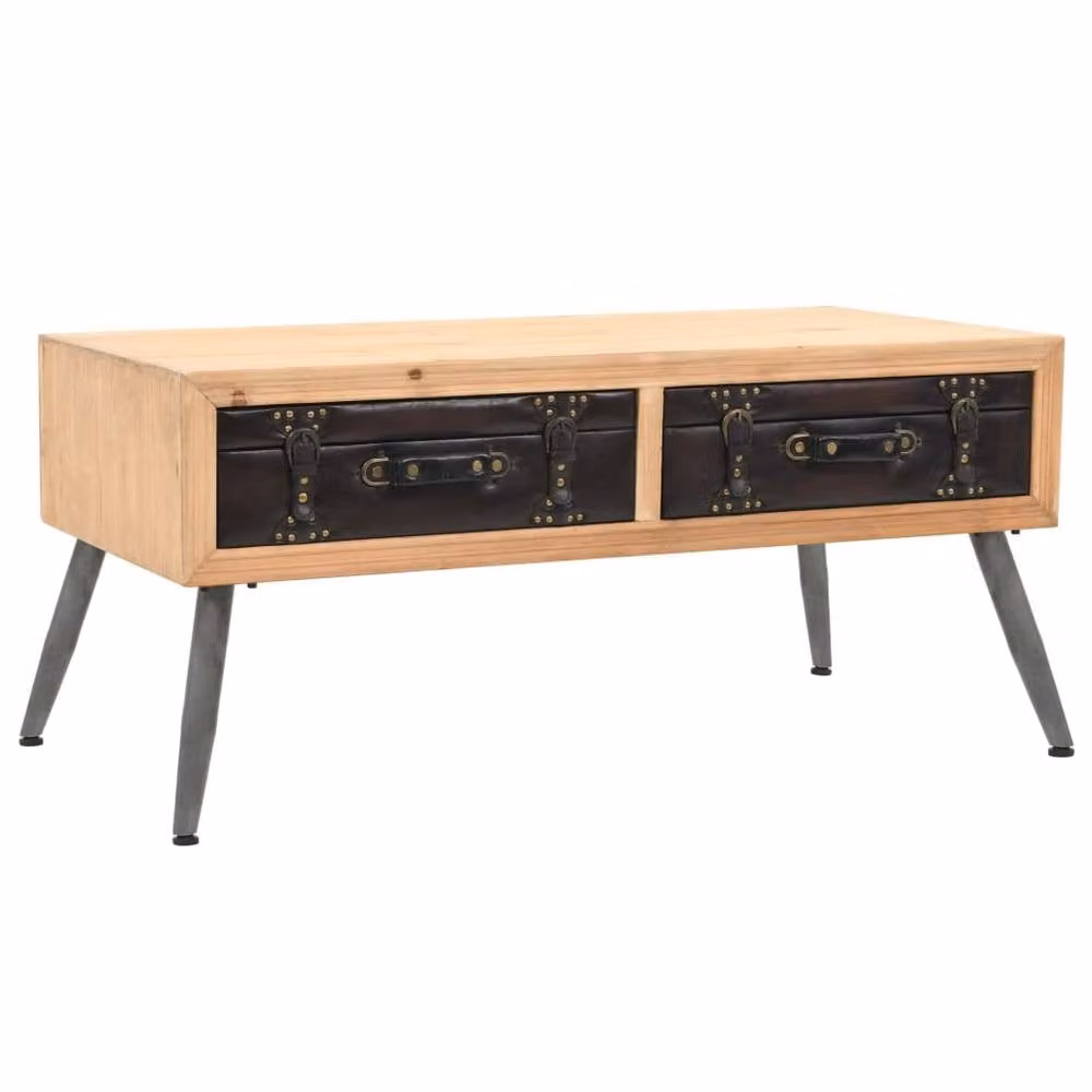 Berkfield Home Decorative Coffee Table in Brown Solid Fir Wood, W/D/H: 115 x 55 x 50 cm – 1