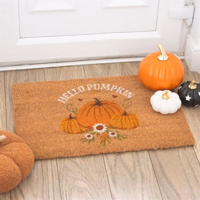 KDMK Brown Coir Doormat with Graphic Autumn Design for Indoor Use