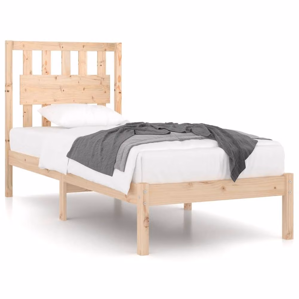 Berkfield Home Single Solid Wood Pine Bed Frame in Brown, W/D/H: 90 x 190 cm – 2