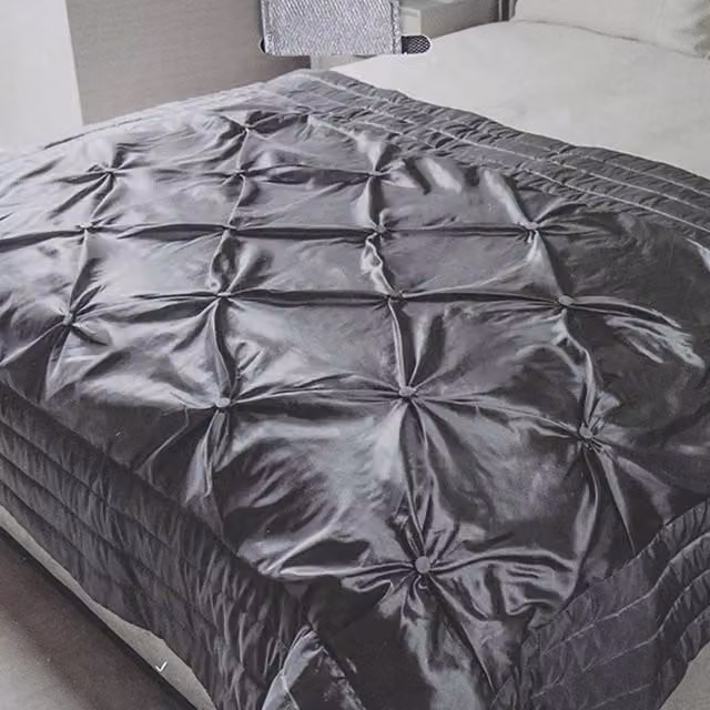 Voltico Buttoned Bedspread in Charcoal Grey, W: 140 cm, L: 200 cm – 1