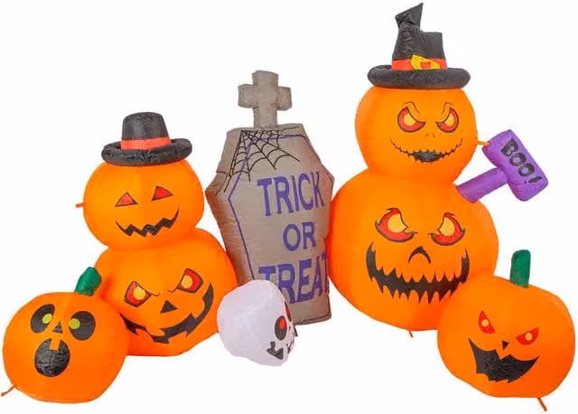VFM e-Store Halloween Inflatable Pumpkin Graveyard Decoration, Multicolour, H: 244 cm
