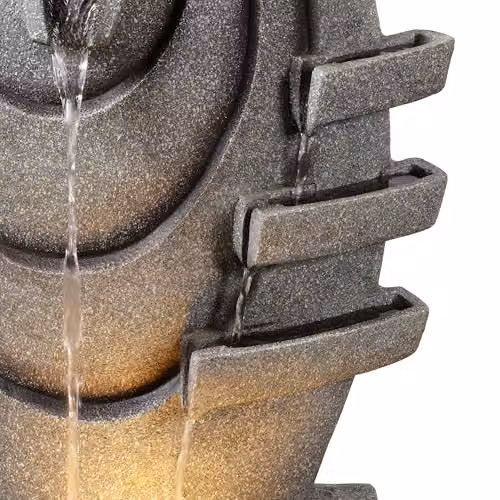 Teamson Home Modern Oval Outdoor Water Fountain with Warm LED Lights, Grey, W/D/H: 79.5 x 25.0 x 25.0 cm – 5