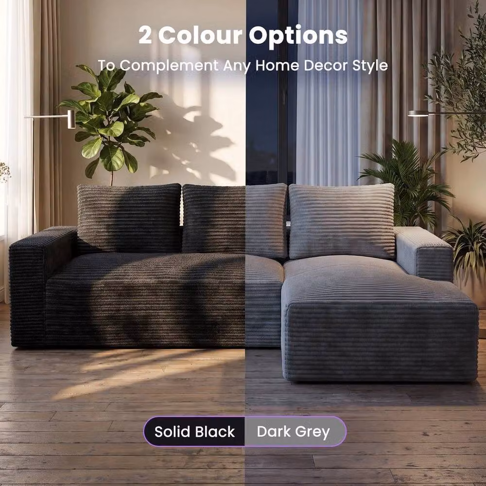 FORGEVIO Grey L-Shaped Modular Boneless Fabric Sofa with Scatter Cushions – 4