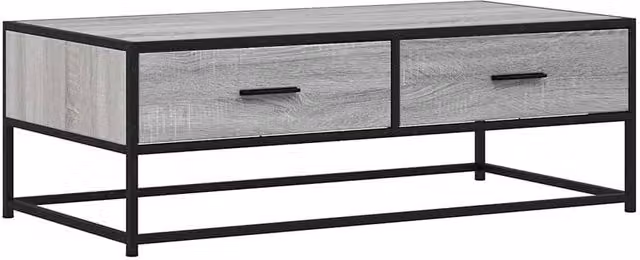 Berkfield Home Grey Sonoma Coffee Table in Engineered Wood and Metal, W: 100 cm, D: 50 cm, H: 35 cm – 1