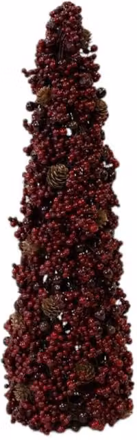 Four Candle Luxury Burgundy Berry and Mini Pinecone Tabletop Christmas Tree, Height: 49 cm – 1