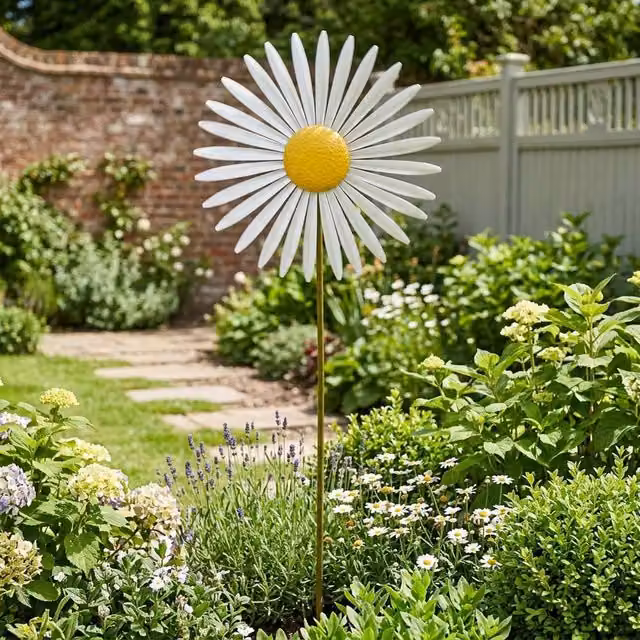 Garden Greatness Multicolour Metal Floral Daisy Spinner Stake