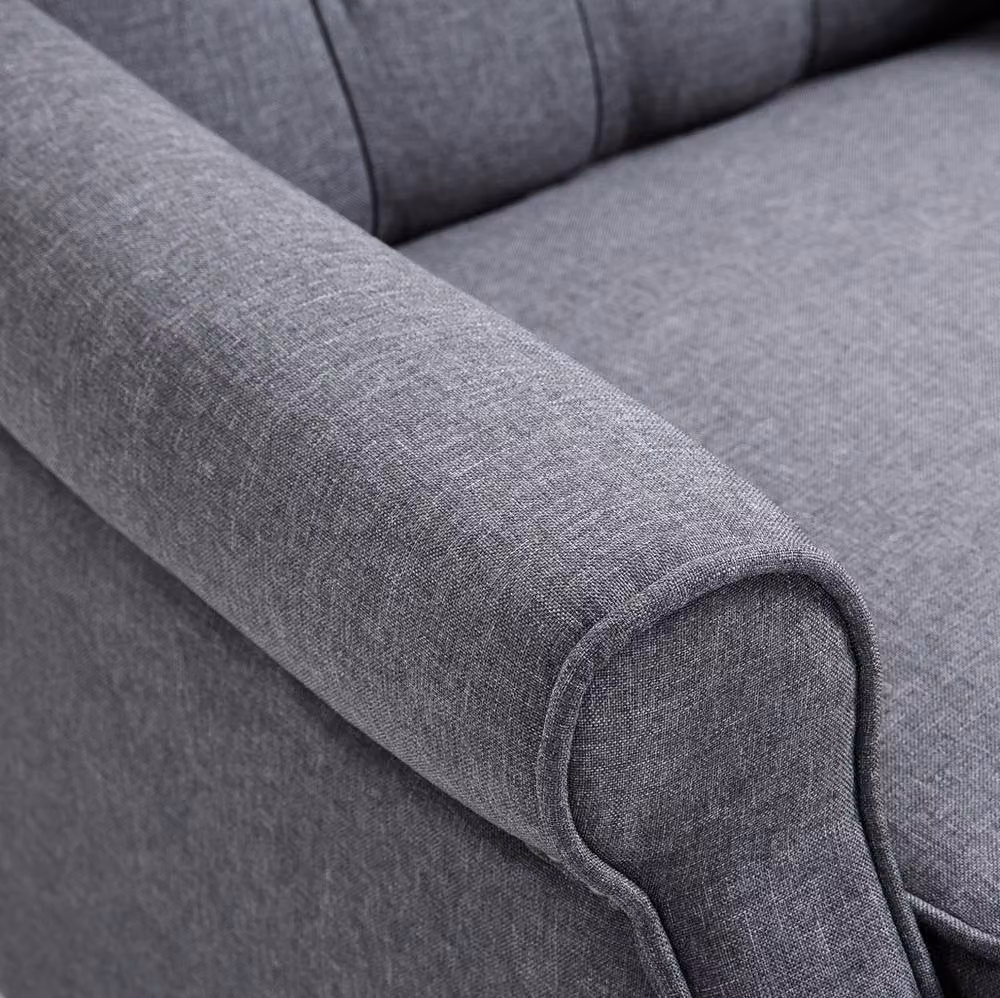 STILVORA Grey Fabric Recliner Armchair with Integrated Footrest and Solid Wood Frame – 7
