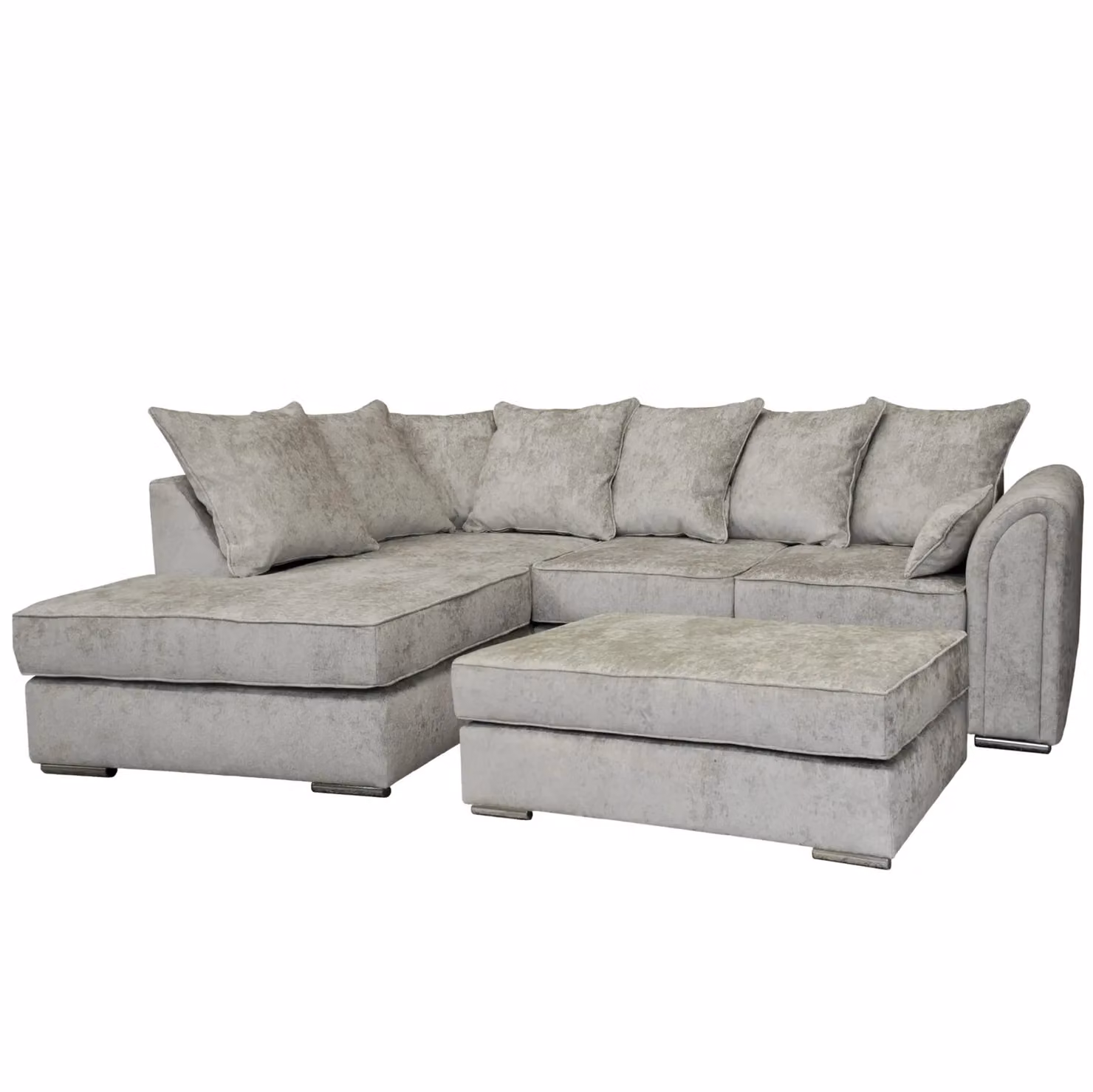 Snugg Furniture UK Limited Cardinal Left Hand Corner Sofa with Matching Ottoman in Silver Microfibre – 2