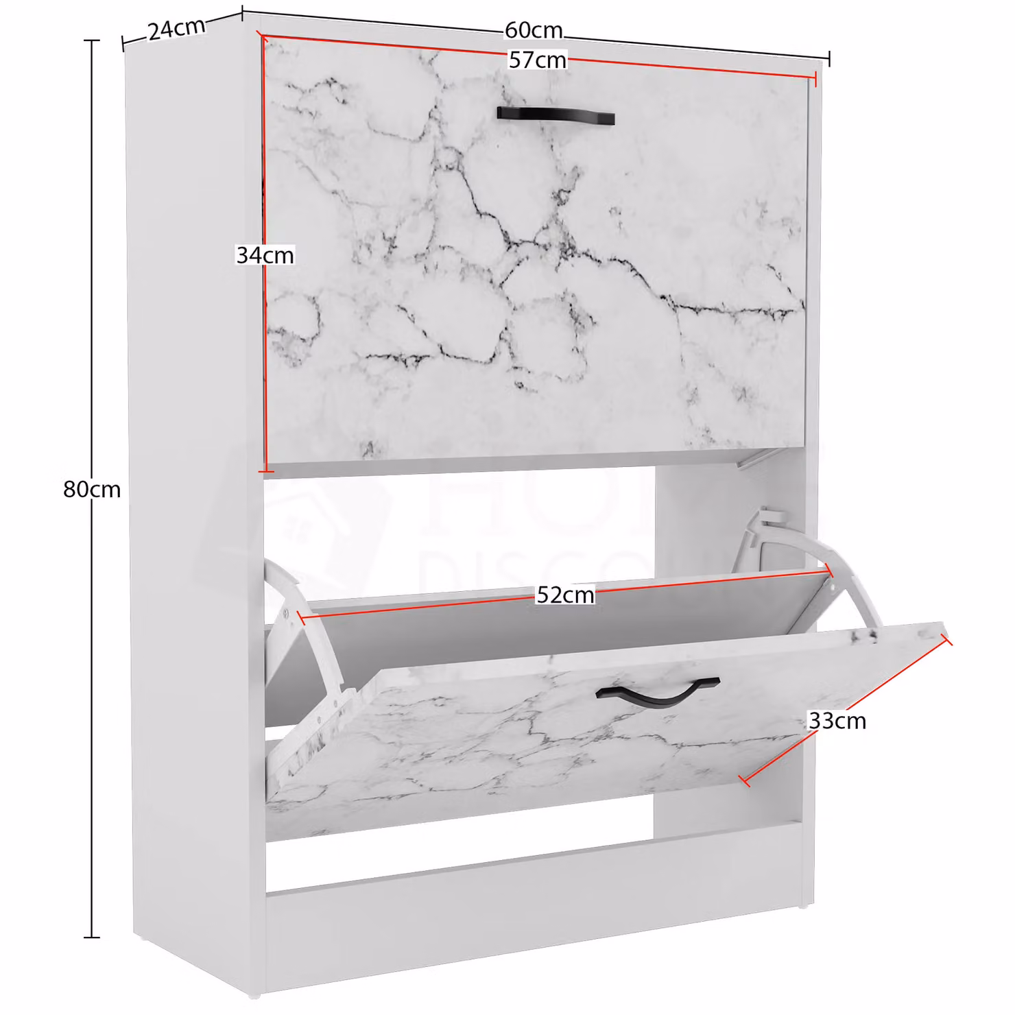 Vida Designs White 2 Drawer Shoe Cabinet Organizer with Internal Shelves – 2