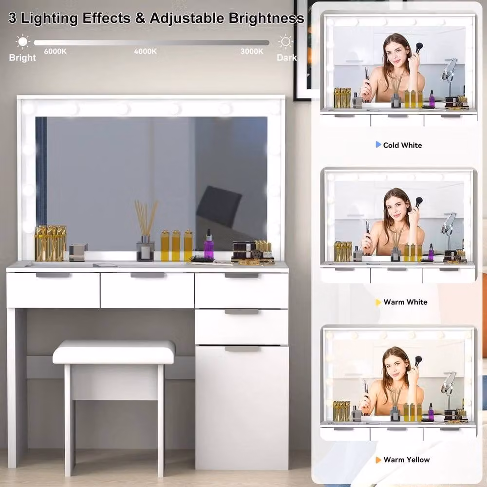 SPETLEK Hollywood LED Dressing Table in White – 4