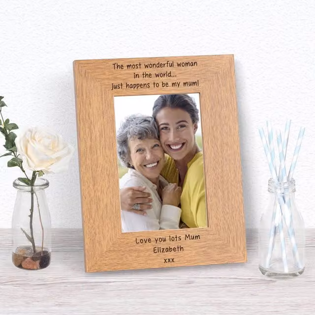 Uniqueful Personalised Most Wonderful Woman Wood Photo Frame, Brown, W/H: 15 x 10 cm