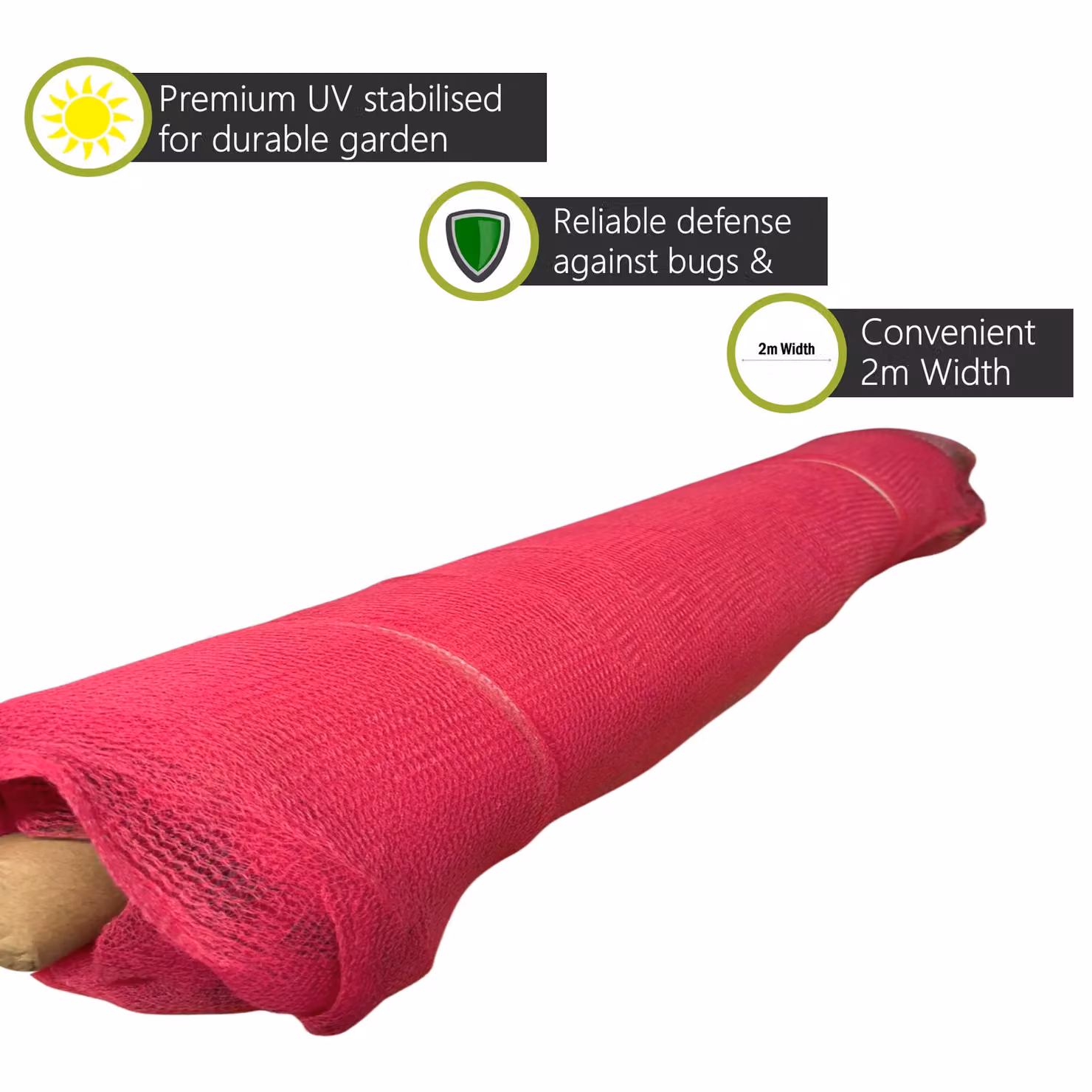 Pegdev Pink UV Stabilised Plant and Crop Protection Netting, W: 2 m, L: 40 m – 2