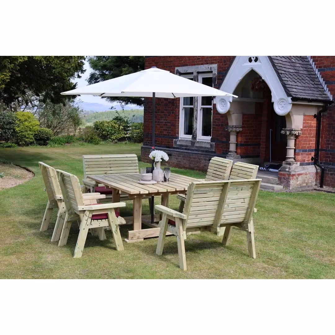 Churnet Valley Garden Furniture Ltd Ergo 8 Seat Square Dining Set in Brown with Cushions – 2