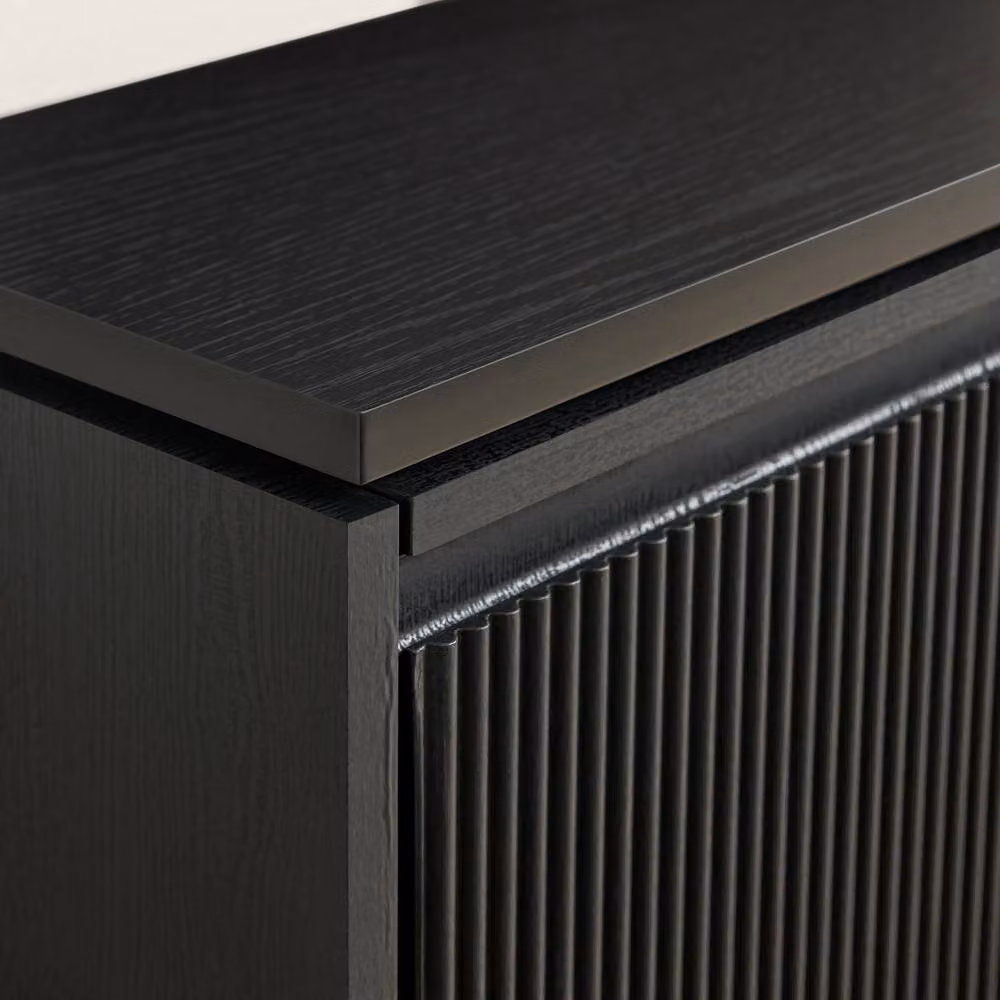 FurnitureboxUK Penrose Modern Black Wood 3 Door Shoe Storage Cabinet W/D/H: 125.0 x 70.0 x 3.0 cm – 3