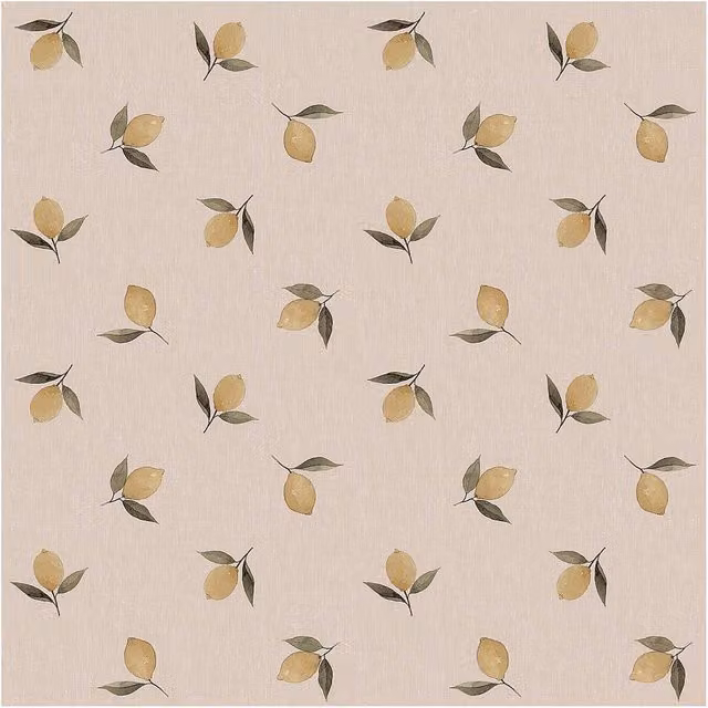 Sophie Allport Lemons Soft Linen Wallpaper in Beige, Width: 52 cm