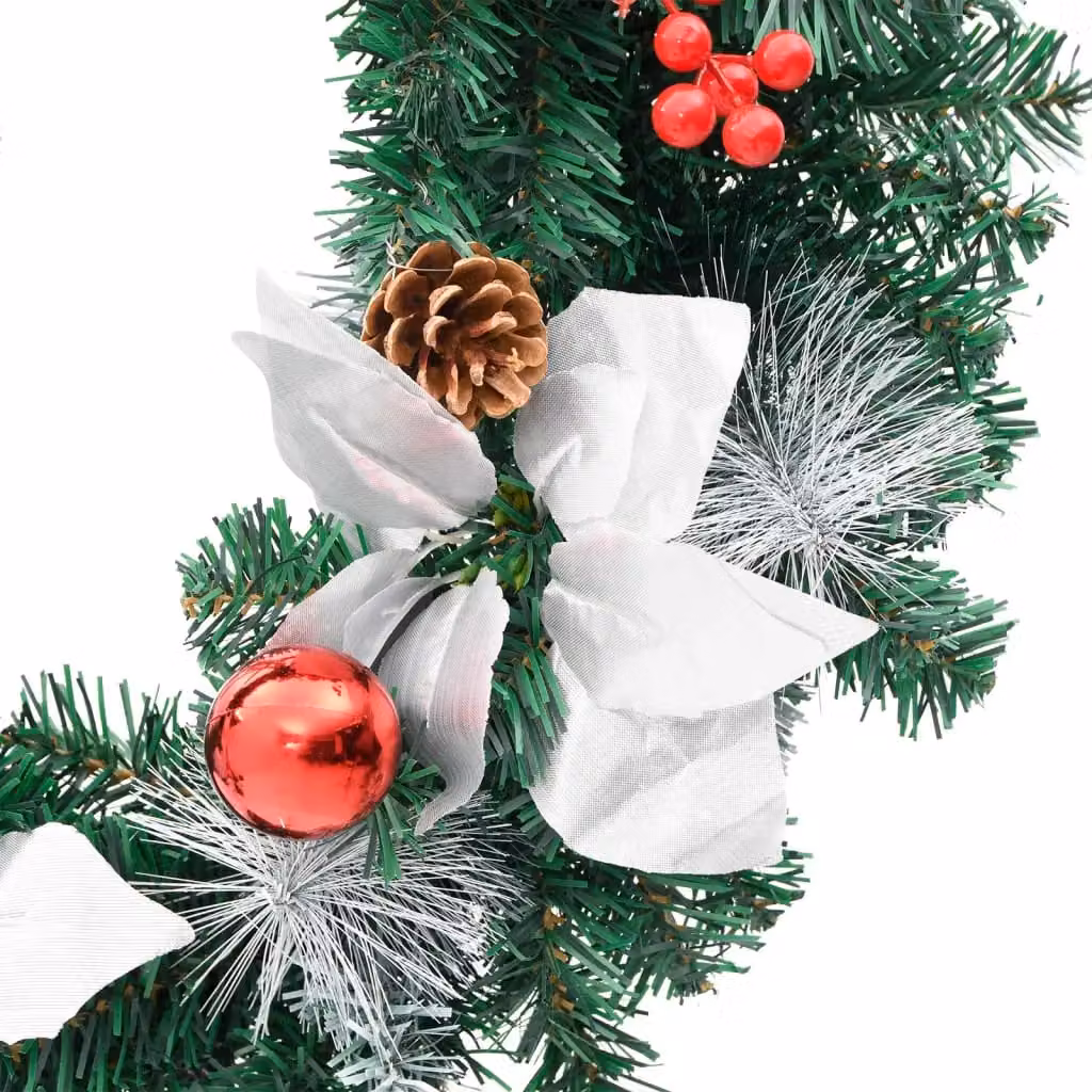 Berkfield Home Christmas Wreath with Multicolour LED Lights, Green, Diameter: 60 cm – 4