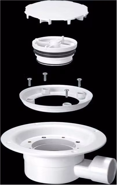 McAlpine VSG1WH-NSC White Plastic Round Valve Shower Gully with Clamp Ring and Cover
