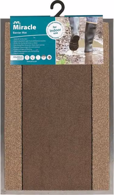 JVL Miracle Barrier Mat, Brown, Rectangular, Polypropylene