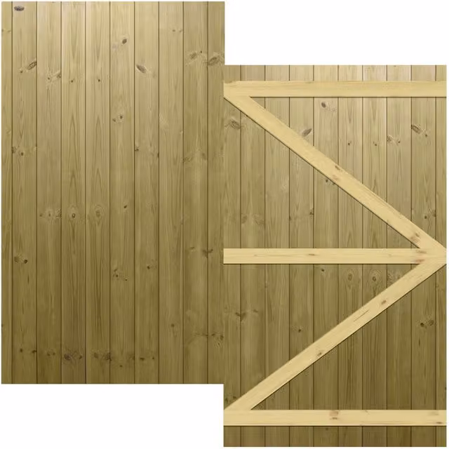 Premier Garden Supplies Interlocked Tongue Groove Pathway Semi-Braced Flat Top Pedestrian Garden Gate, Pressure Treated Wood, Width: 105 cm