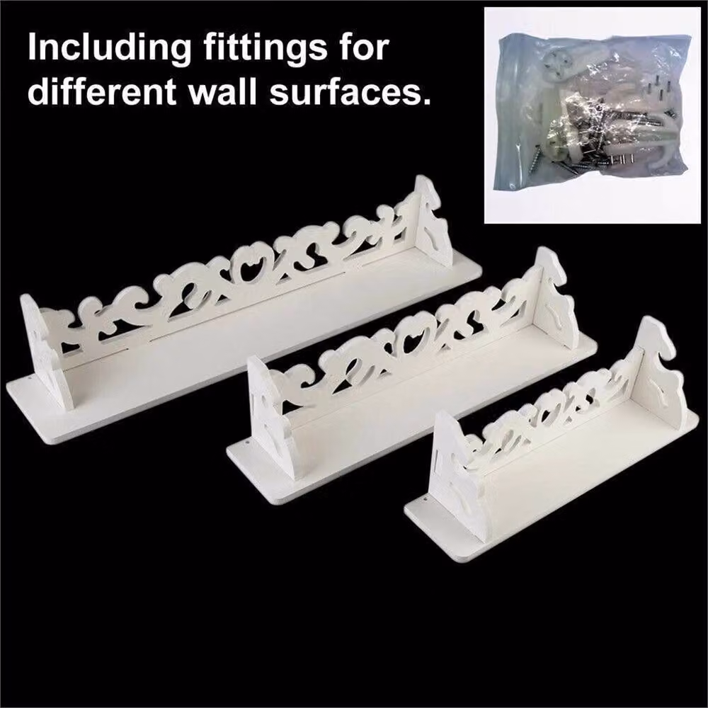 Nordara 3-Piece White Wooden Floating Wall Shelves for Display and Storage – 3