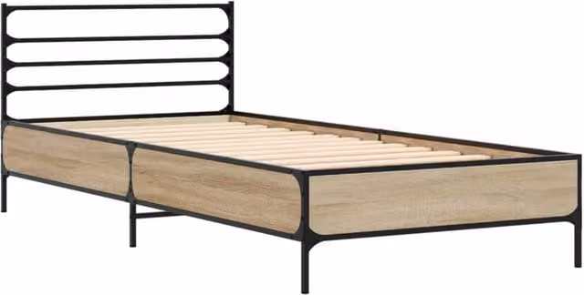 Berkfield Home Durable Bed Frame in Sonoma Oak, Brown, W/D/H: 100 x 200 x 74 cm