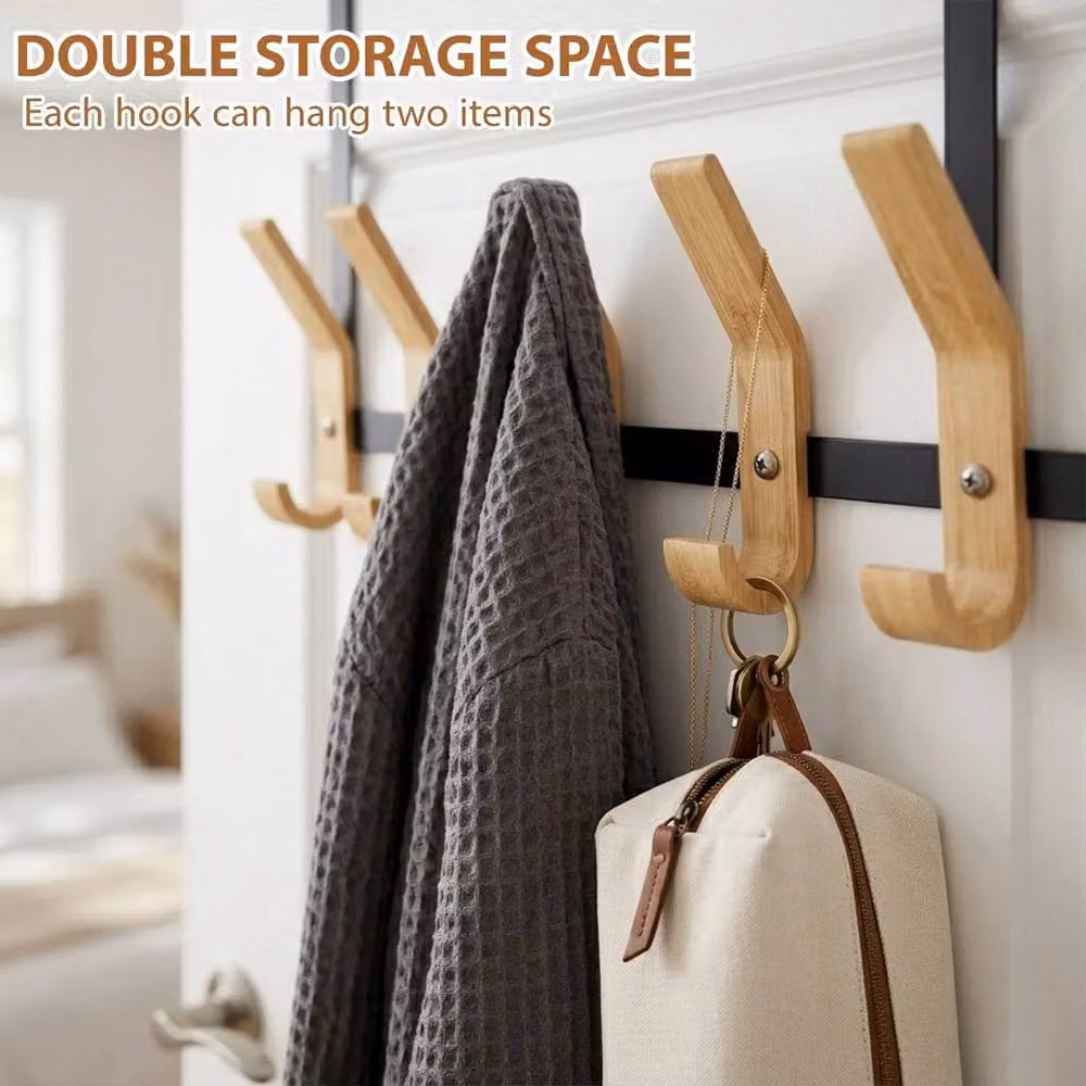 EONLION 12 Hook Door Towel Organizer Rack in Black – 5