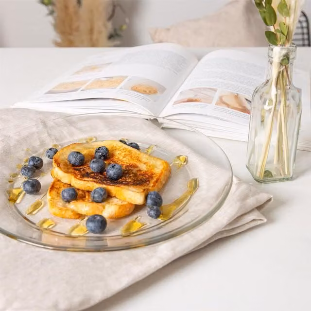 Duralex Transparent Glass Plates, Set of 12, Diameter: 28 cm