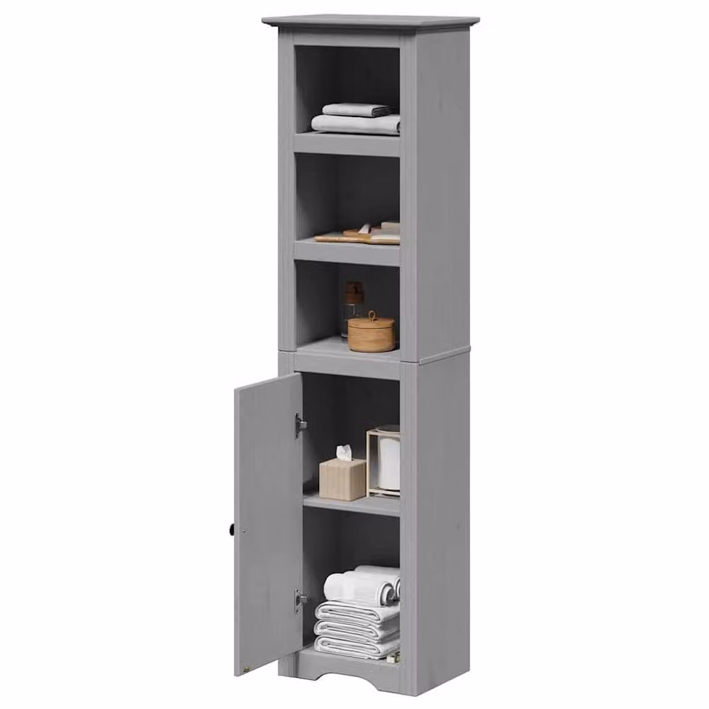 Berkfield Home BODO Grey Bathroom Cabinet with Hinged Doors and Open Shelf, W/D/H: 44 x 30 x 160 cm – 2