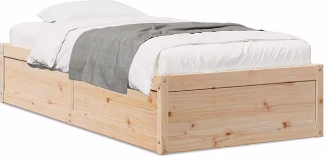 Berkfield Home Single Solid Wood Pine Bed Frame in Beige, W/D/H: 90 x 190 cm