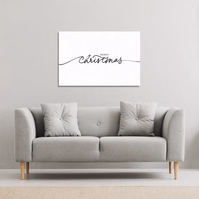Benjamin Tate Design LTD Merry Christmas Hand Drawn Typography Canvas, White, W: 91 cm, H: 61 cm