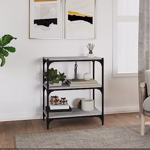 vidaXL Industrial Book Cabinet in Grey Sonoma, W/D/H: 60 x 33 x 70.5 cm, Made of MDF and Metal – 2