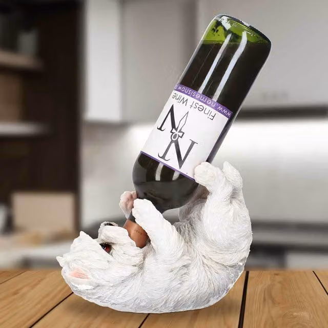 Nemesis Now Westie White Freestanding Tabletop Wine Bottle Holder