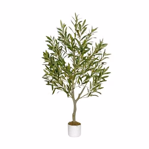 mcc direct Artificial Olive Tree in Green with Plastic Planter and Moss, Height: 100 cm