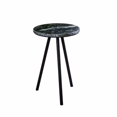 Indian Hub Opal Side Table with Black Marble Top and Metal Legs, W/D/H: 30 x 30 x 45 cm