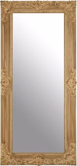 Orsina Classic Rectangular Wooden Carved Wall Mirror in Brown – 1