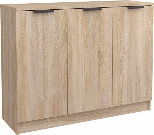 Berkfield Home Sonoma Oak Sideboard in Light Tan Beige, W/D/H: 90.5 x 30 x 70 cm