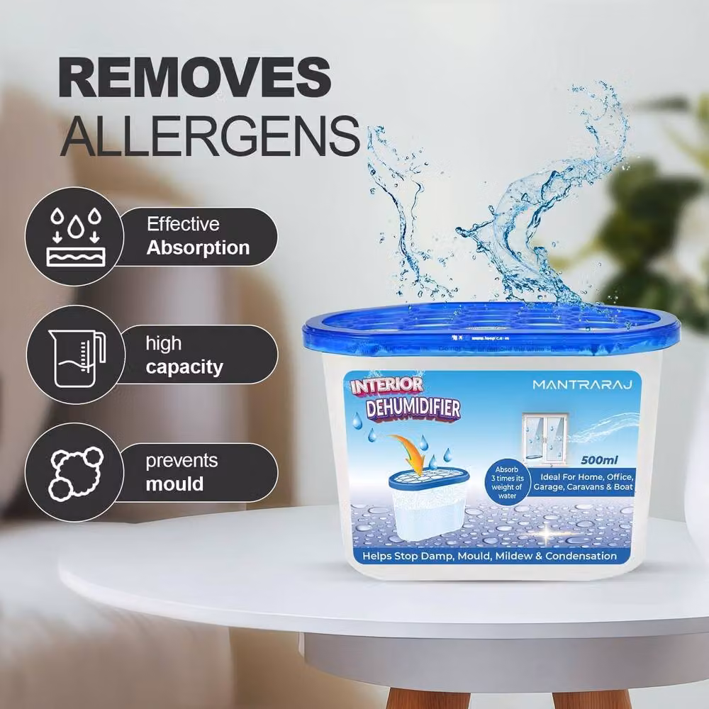MANTRARAJ Disposable Interior Dehumidifiers Blue Damp Trap Moisture Absorber, 500ml, 6 Pack – 5