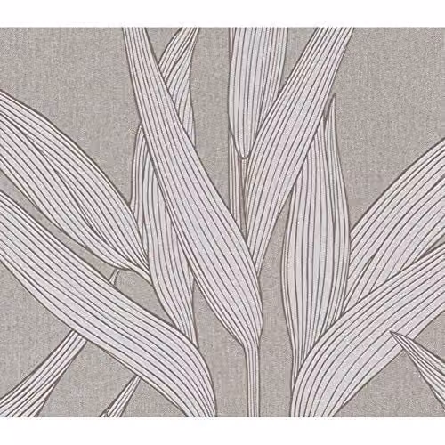 A.S. Création Hygge Scandinavian Leaf Pattern Textured Linen Effect Wallpaper in Grey – 1