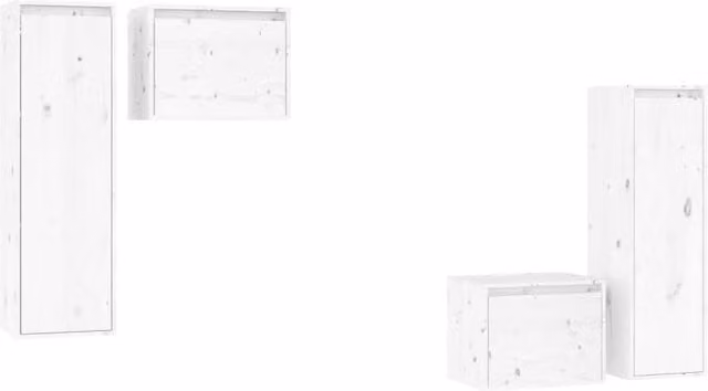 Berkfield Home Set of 4 White Solid Pine Wall Mounted Cabinets