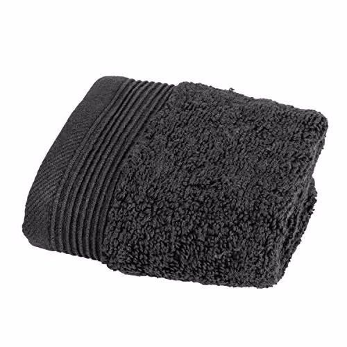 Homescapes Black Set of 2 Combed Egyptian Cotton Face Cloths, 700 GSM, W/D/H: 30 x 30 x 30 cm – 2