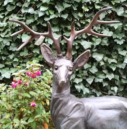 Inspirational Gifting Standing Stag Buck Ornament in Bronze Aluminium, Height: 120 cm – 4
