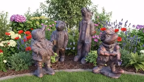Wind in the Willows Large Garden Sculpture Set of 4 featuring Toad, Ratty, Badger and Mole in Bronze Brown – 3