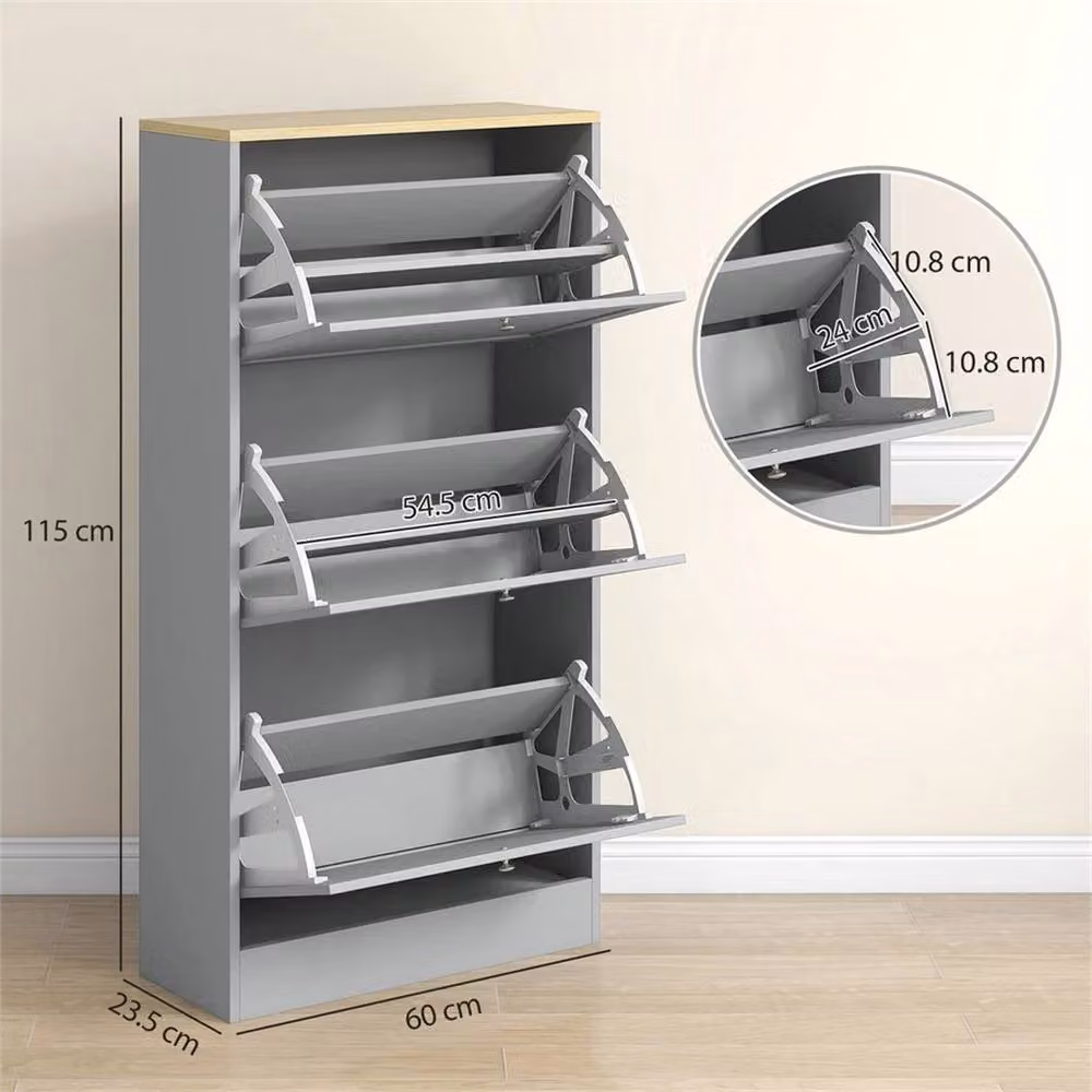 Nordara Modern Wall Mounted Grey Shoe Cabinet with Tilting Compartments W/D/H: 115 x 60 x 23.5 cm – 2
