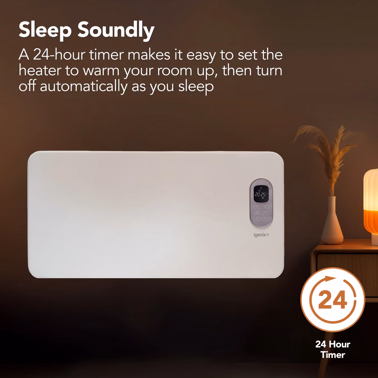 Igenix Smart Electric Convector Panel Heater, 1500W, White with App and Timer Control – 3