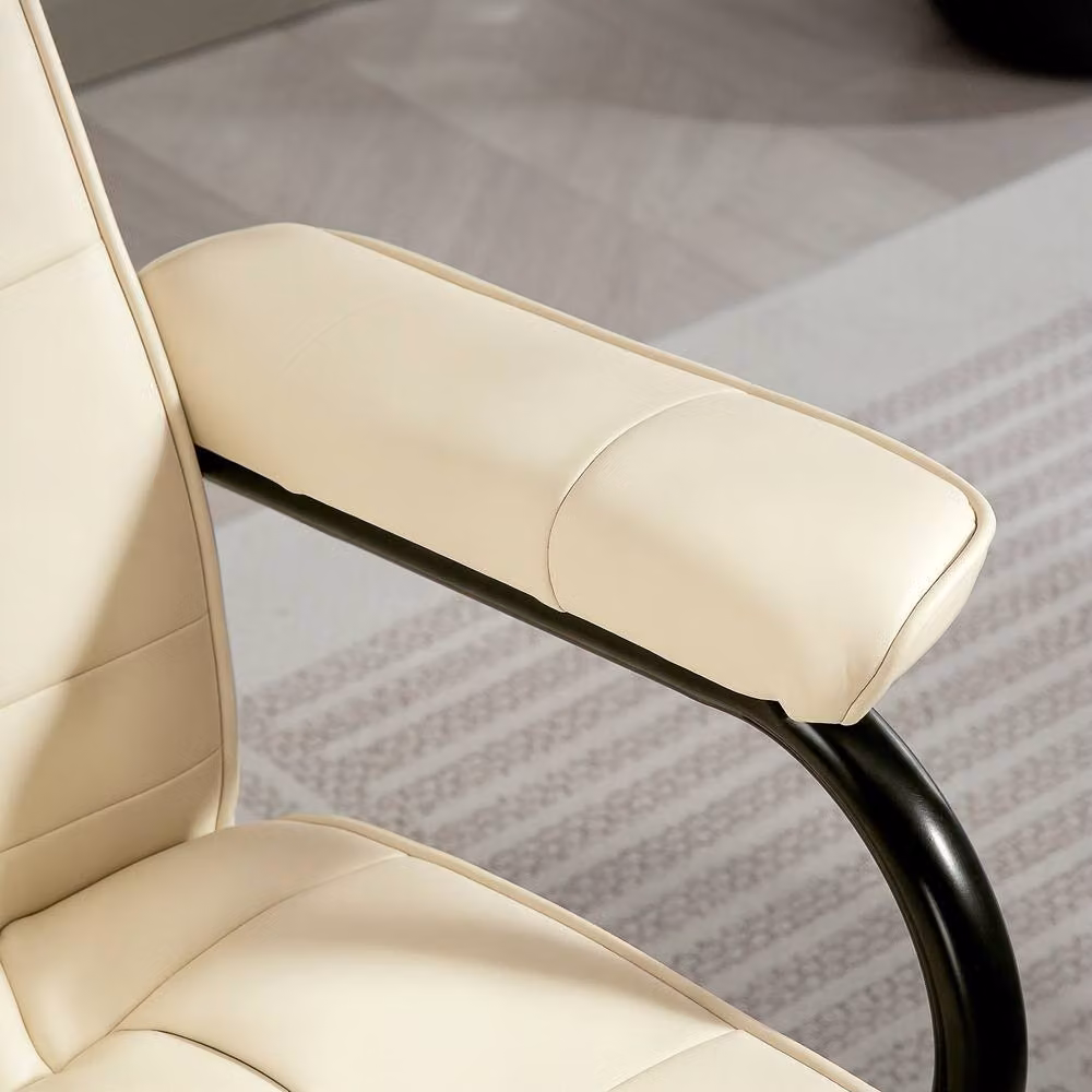 STILVORA Modern Relax Recliner Chair with Matching Ottoman in Beige Synthetic Leather – 3