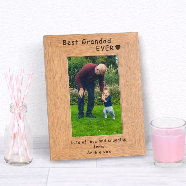 Uniqueful Personalised Best Grandad Ever Wood Picture Frame, Brown, W/H: 10 x 15 cm