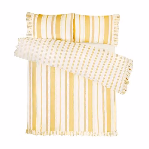 Rapport Home Maya Striped Reversible Polycotton Duvet Cover Set with Pillowcase, Yellow, W/D/H: 135 x 200 cm, Pillowcase: 50 x 75 cm – 2