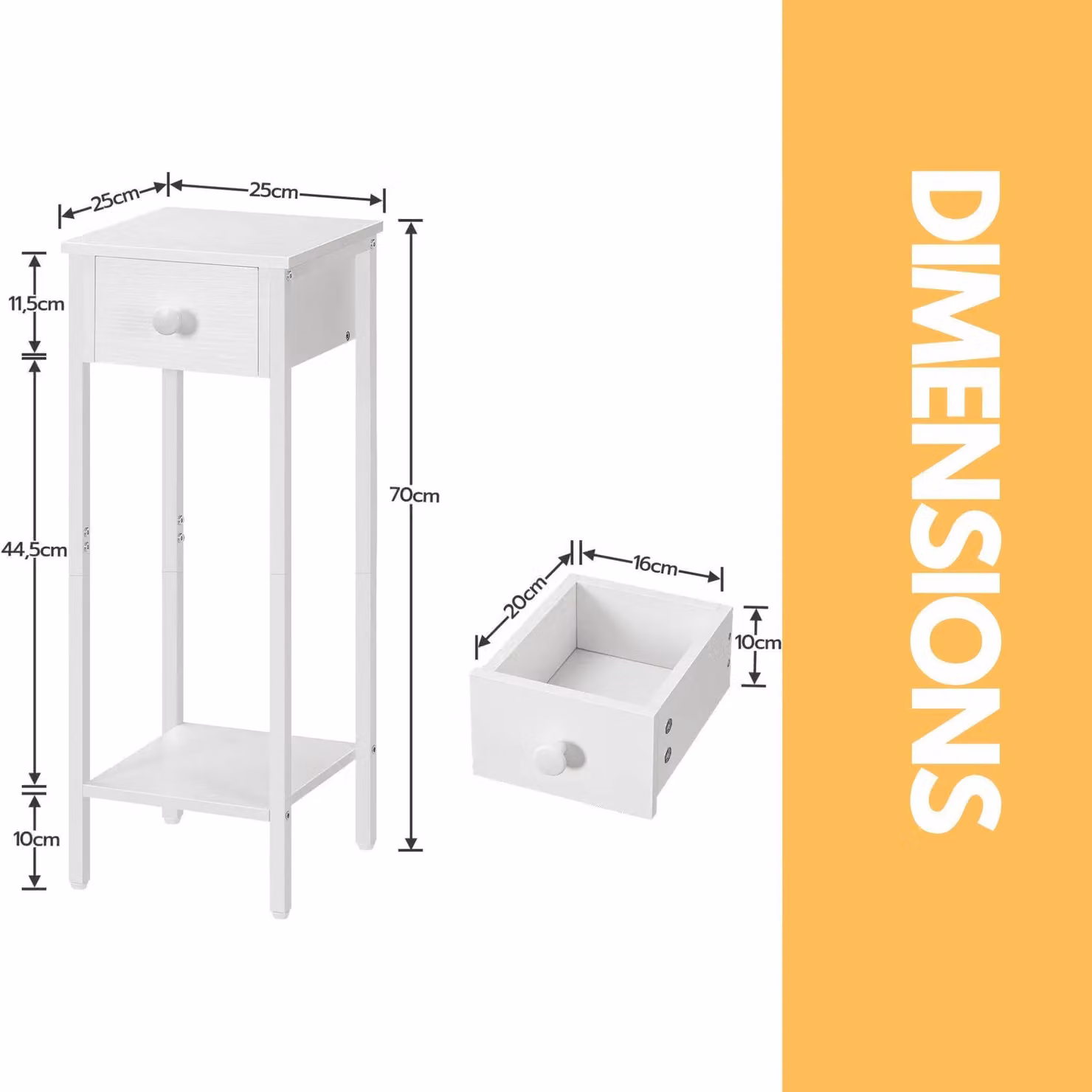 Rafaelo Mobilia Set of 2 Tall Bedside Tables in White – 4