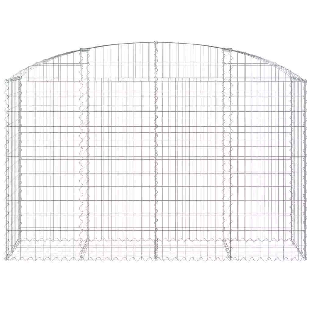 Berkfield Home Arched Gabion Basket in Silver Galvanised Steel, W: 200 cm, D: 50 cm, H: 120/140 cm – 2