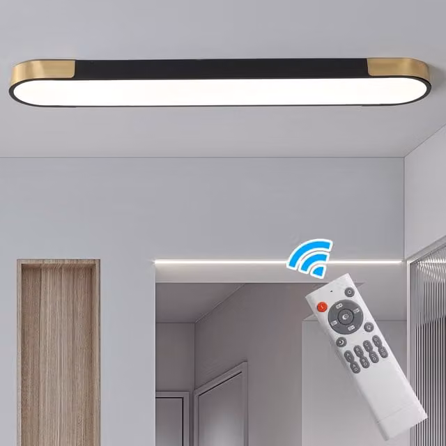 Garwarm Modern Dimmable Acrylic Linear LED Ceiling Light with Remote Control, Black – 1